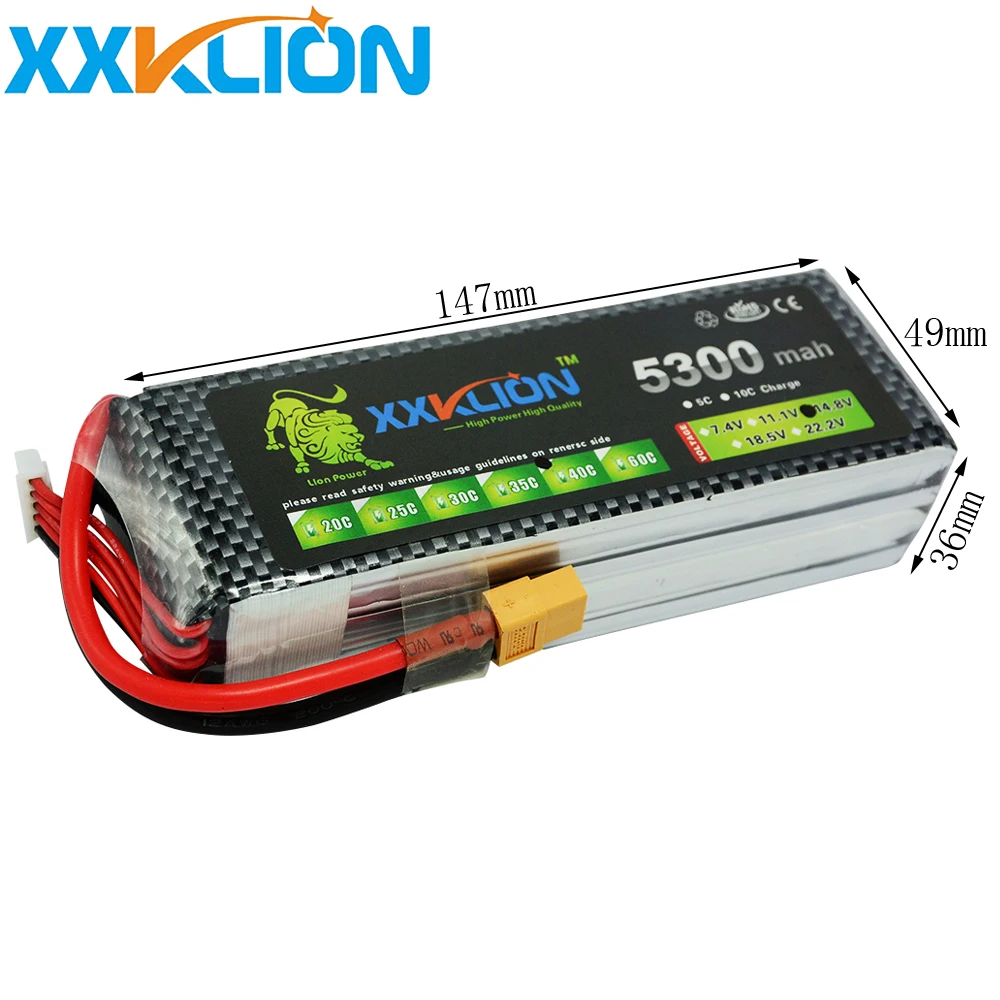 XXKLION 14,8 v 5300 mah 40c Lipo Батарея 4S T разъем/XT60 плагин вертолет автомобиля RC лодка пульт дистанционного управления квадрокоптером батарейка для