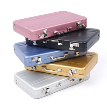 

1pc Mini Briefcase square Business Card Case Id Holders Password Aluminium Credit Card Holder Credit Box Business ID storage
