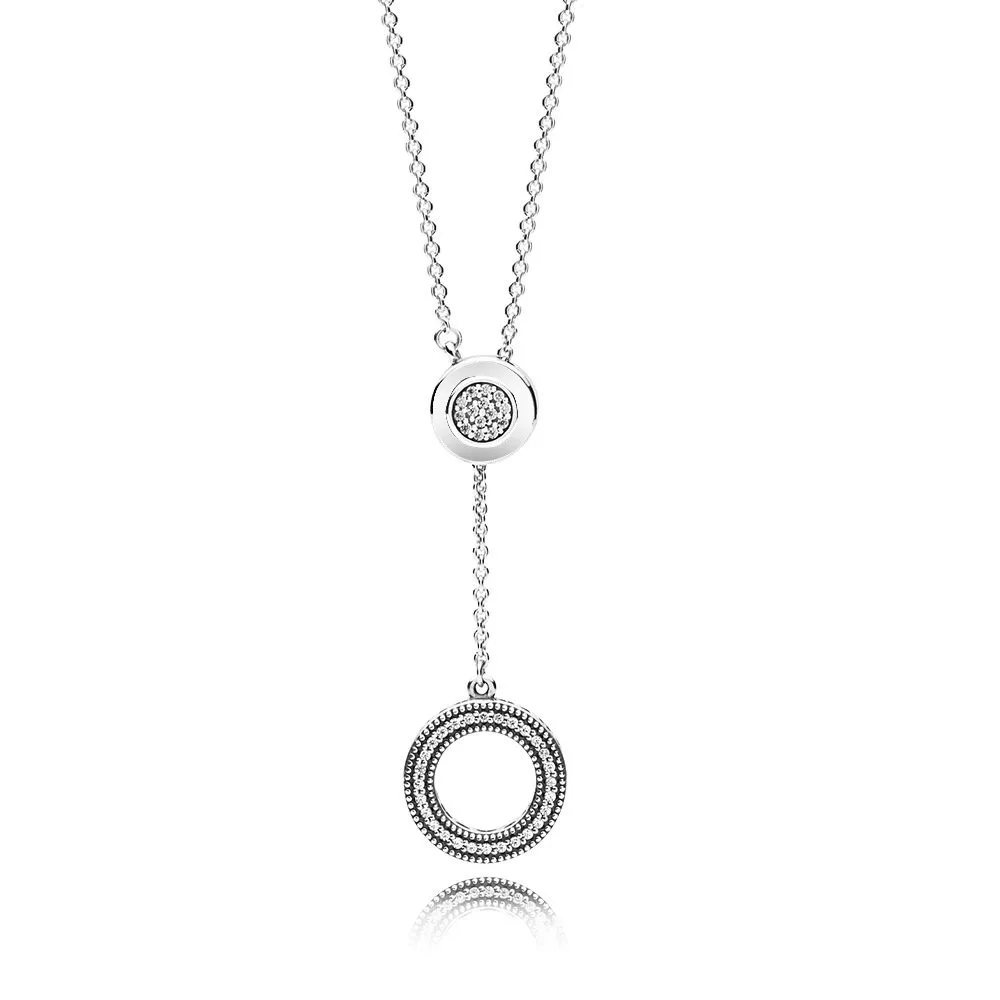 

Authentic 925 Silver Signature Pandora Necklace for Women with Cystal Pendant Pave Clear CZ Girl Fashion Choker fit Jewelry