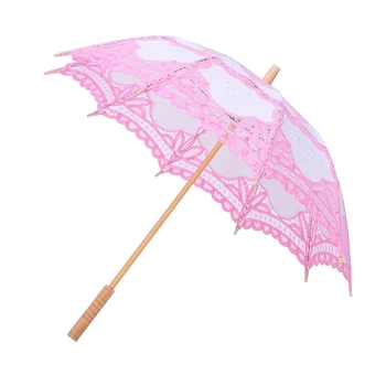 

Decoration Wedding Craft Lace Pink Craft Umbrella Cotton Photography Umbrella Props Asia Style Embroidery Umbrella