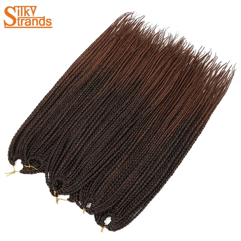 

Silky Strands Crochet Braids Micro Box Braid Hair Extensions Ombre Synthetic Braiding Hair Crotchet Hair Bulk