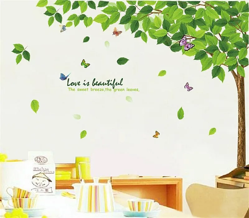 Green Leaves Tree butterfly wall Sticker HTB1pYPnKVXXXXbBXpXXq6xXFXXXR