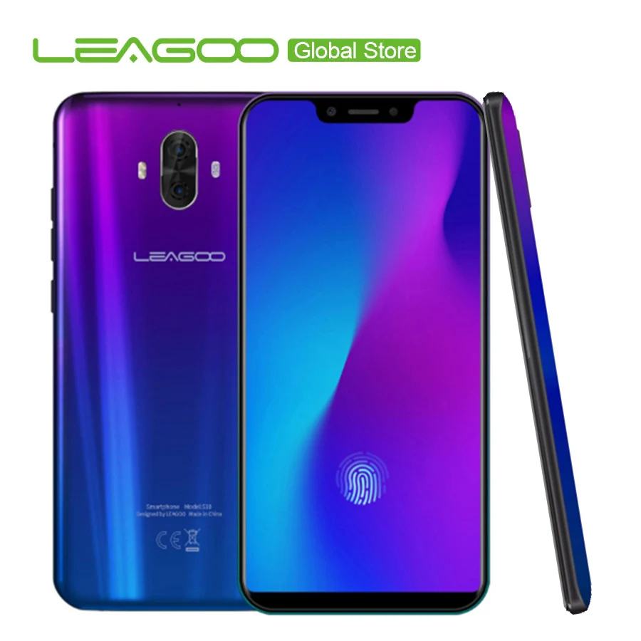 LEAGOO S10 4G 6 21 &quot19:9 дисплей Android 8 1 ГБ ОЗУ 128 Гб ПЗУ 9 В/2A 20 МП отпечаток пальца