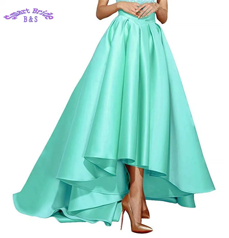 Cocktail Party Dresses 2019 Satin High Low Birthday Prom Skirts Empire Waist Pleated Skater Dress Vintage A Line CDress 1
