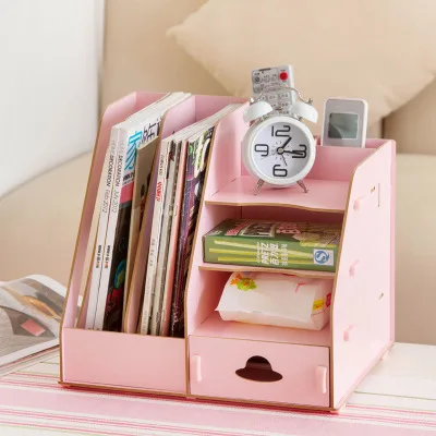 منضدة المكتب المنزلي الاكسسوارات ورقة منظم الملفات مربع خشبية حامل المجلات سطح المكتب خزانة