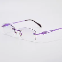 Чистое титановое бриллиантовое окантованное дамское зрелище с очень легкой рамой, нежная близорукая пресбиопическая оправа для очков