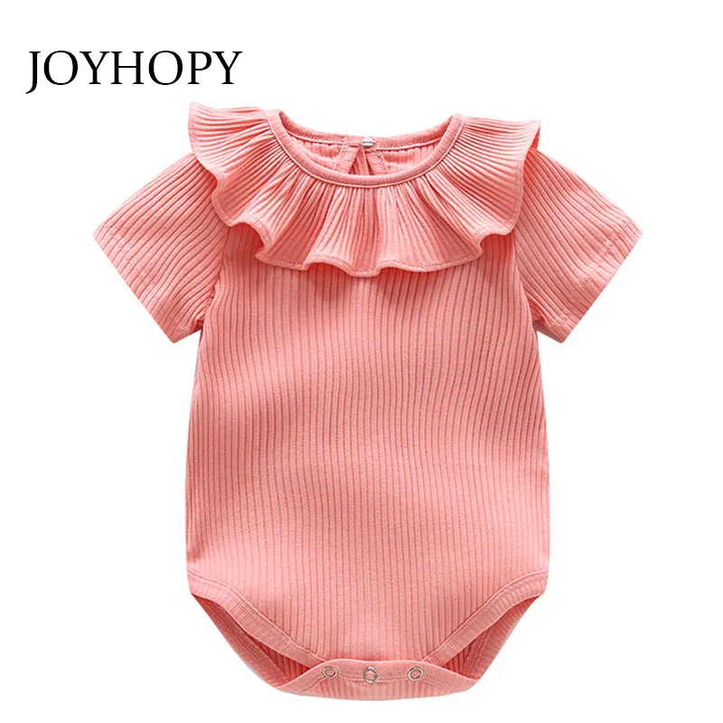 

JOYHOPY Infant Baby Girls Solid Cotton Short Sleeve Romper Jumpsuit Outfits Baby Girl Clothing