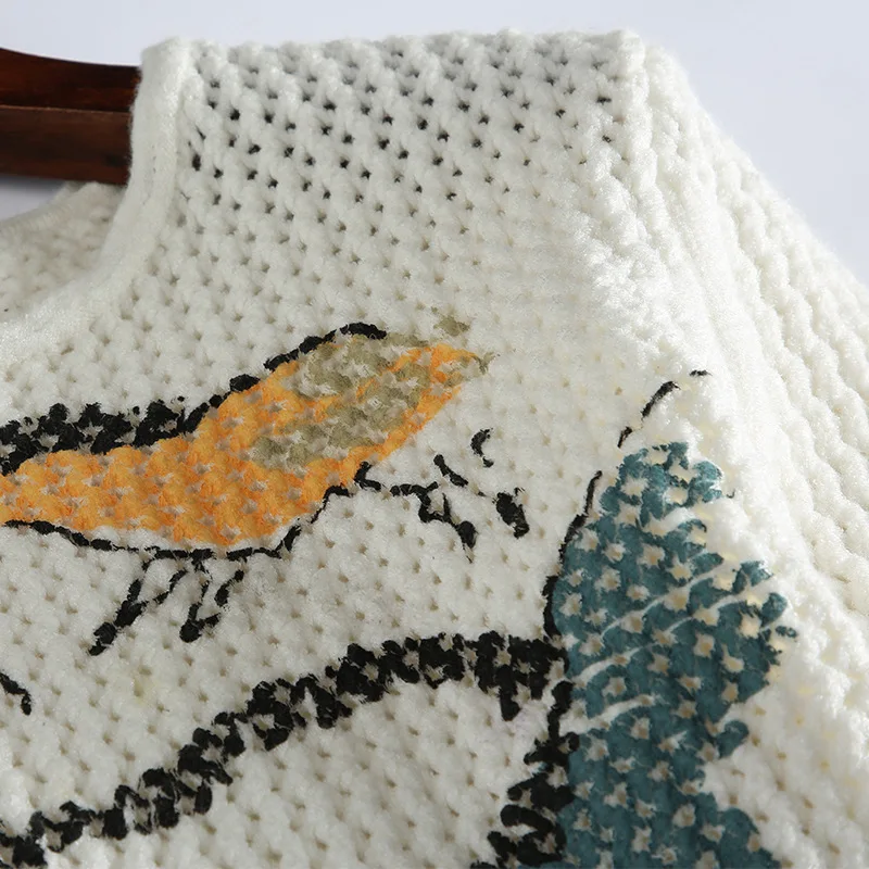Осень Лидер продаж Для женщин Мода Kintted Свободные Тонкий свитер с круглым вырезом пуловер с длинными рукавами выдалбливают печати Сладкий топ