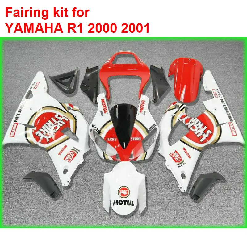 

Hot sale fairing kit for YAMAHA R1 2000 2001 white red black plastic fairings set YZF R1 00 01 BM12