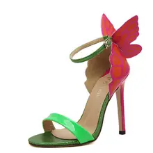 Modèles d’explosion 2016 NOUVEAU Femmes Sophia Webster Coloré Papillon À Talons Hauts Sandales Pompes 11.5 cm Talon Mince Peep Toe Chaussures