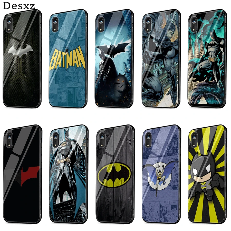 

Cell Phone Case Glass Cool Marvel Batman For iPhone X XR XS Max 6 6s 7 8 Plus 5 5S SE Cover