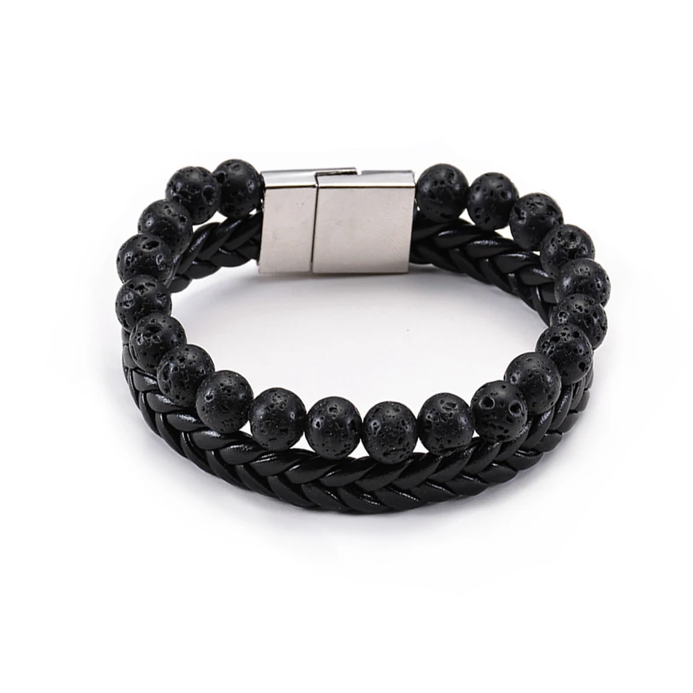 

Black Bracelets for Men Bangle Adjustable Length Bohemia Holiday Male Jewelry Punk Pulseira