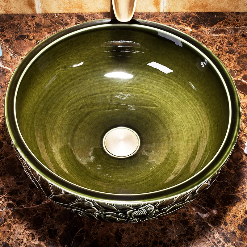 China Artistic Handmade Ceramic wash basin Round Counter top china wash basin (2)