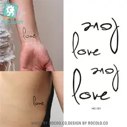 Rocooart HC1121 Водонепроницаемый временные татуировки наклейки Harajuku письма Curve люблю поддельные татуировки Для женщин моделирование татуировки