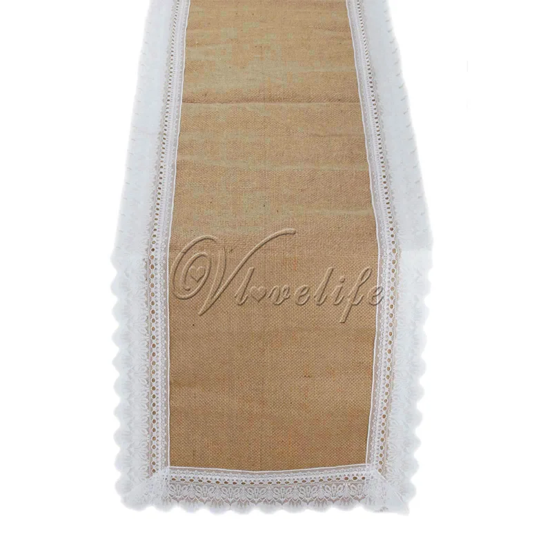 1Piece 39cmx275cm Delicate Table Runner Natural Hessian Burlap Jute