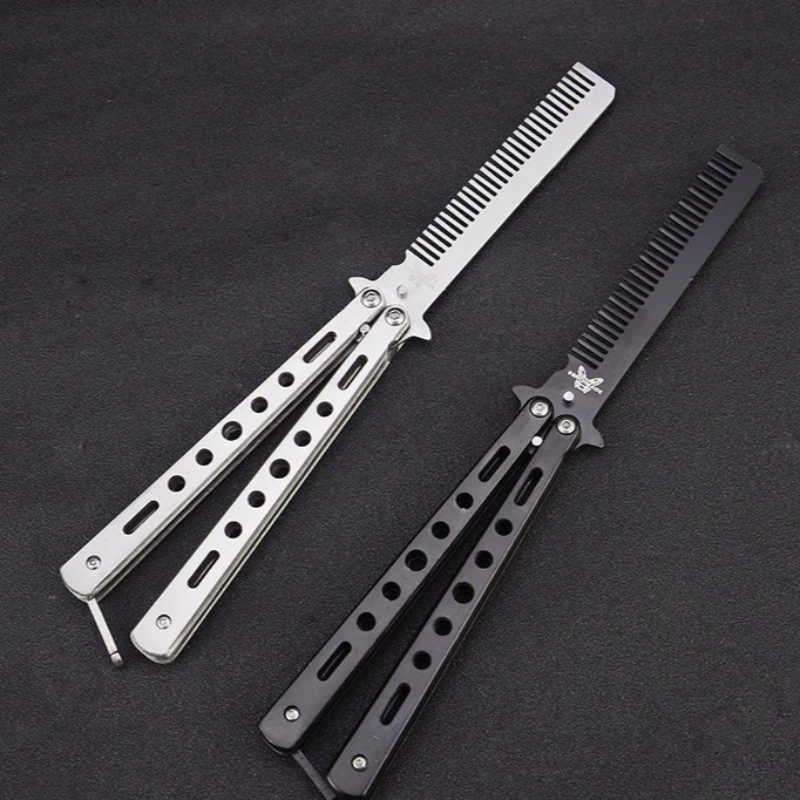 Черный серебристый тренировочный нож бабочка из нержавеющей стали Balisong Trainer