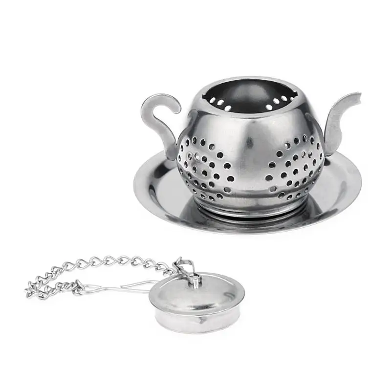 

2019 New Stainless Steel Tea Infuser Teapot Tray Spice Tea Strainer Herbal Filter Teaware Accessories Kitchen Tools tea infuser