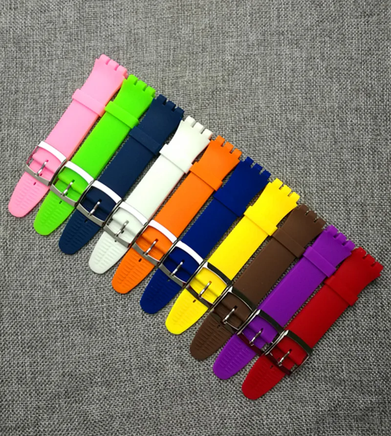 

Newest! for Swatch Swatch Suow701 colorful silicone strap 17 19mm stainless steel buckle watch accessories