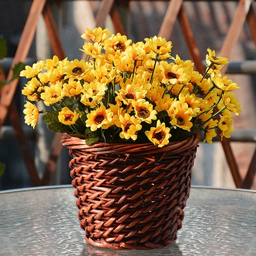 

1 Bouquet 14 Heads Artificial Flower Fake Small Sunflower Home Wedding Decor 09WG