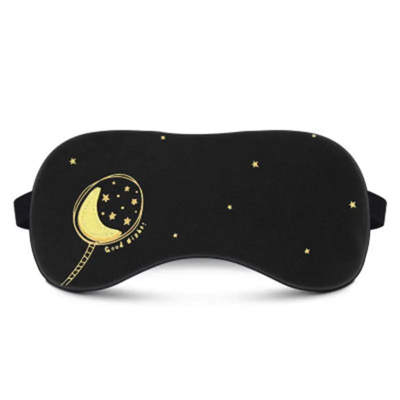 Черный спальный маска для глаз Звезда Луна Распечатать Крышка глаз повязка для сна Регулируемая повязку с завязанными глазами Nap тени без мешок льда