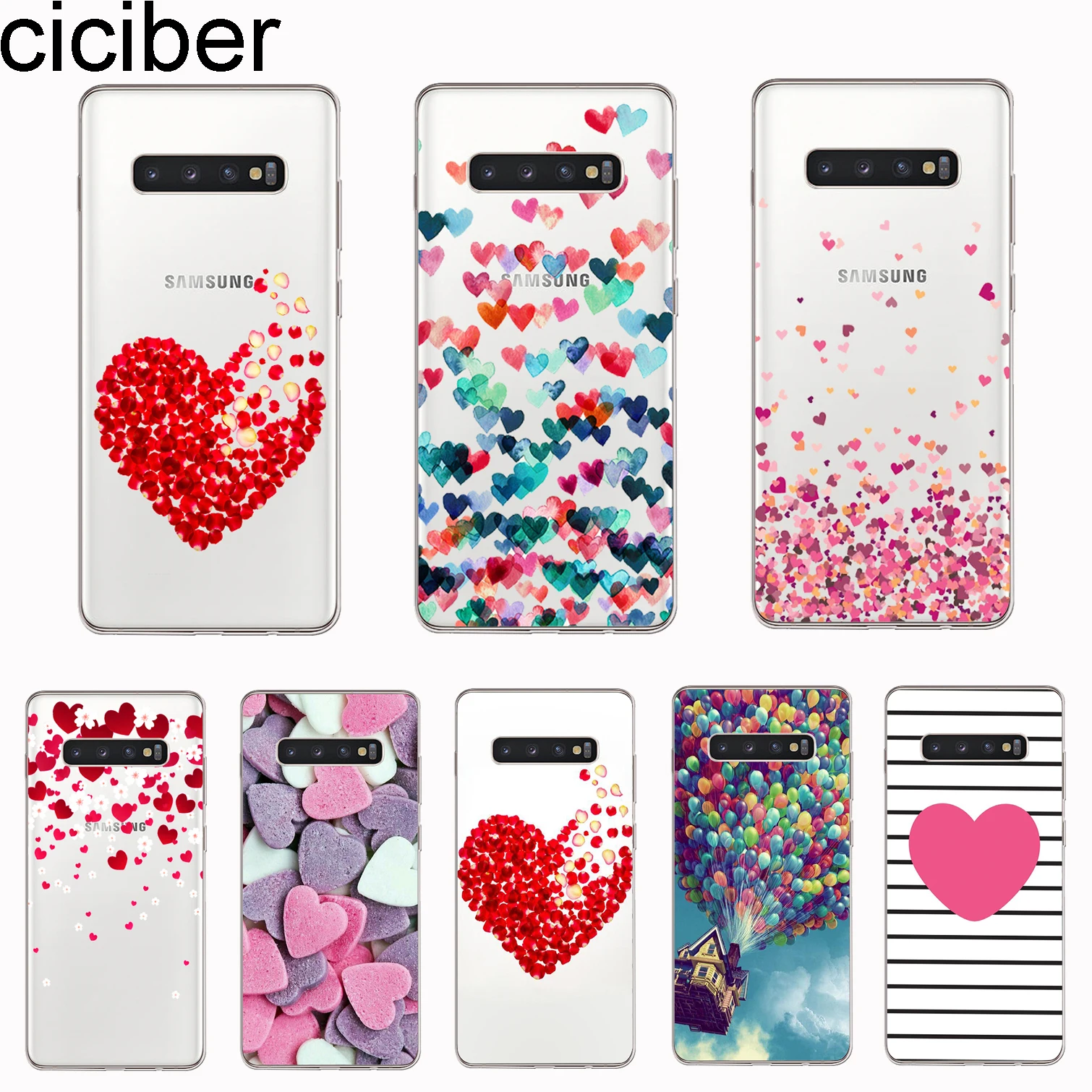 

ciciber Cover For Samsung Galaxy S10 S10e S9 S8 S7 S6 S5 Edge Plus S10+ Phone Case For Galaxy Note 10 9 8 5 4 10+ Soft TPU Heart