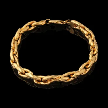 

Gold color Bracelet 21cm 8MM Thick Chain Link Bracelet Men Jewelry