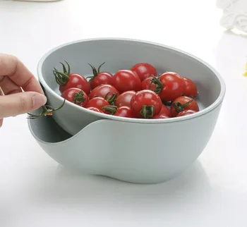 

1PC Double Layer Fruit Containers Draining Plate Dish Organizer Multifunctional Plastic Snacks Seeds Storage Basket OK 0352