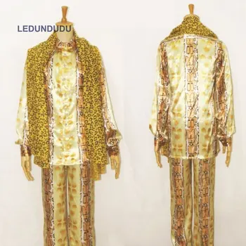 

Pen Pineapple Apple Pen PPAP Funny Dancing Costumes Men Leopard Print Top Shirts PPAP Piko Uniform Pajamas (Shirts+Pants+Scarf)