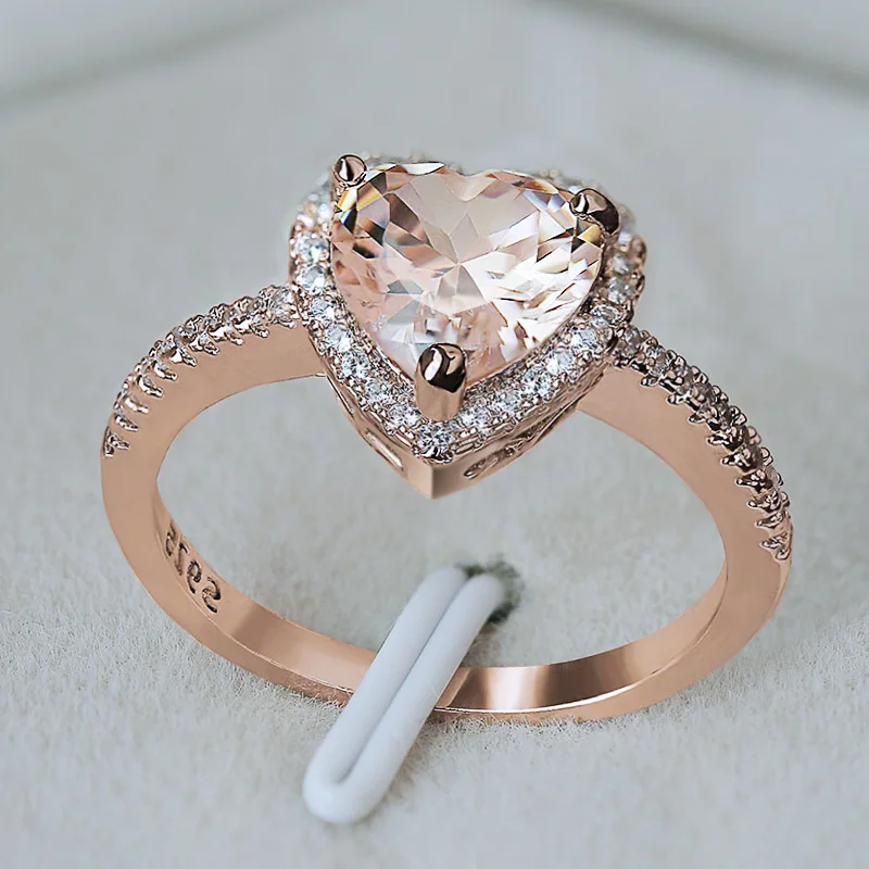 Классическое кольцо Huitan Solitaire с кубическим цирконием в форме сердца, обручальные кольца для женщин и девушек, размер 6-10