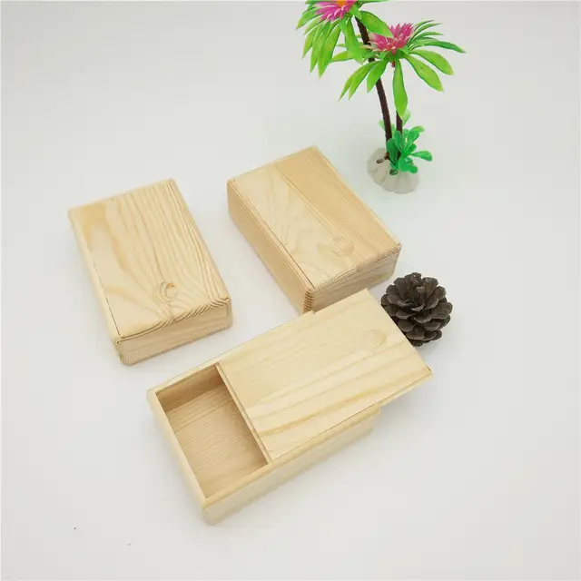 Business Card Box Small Solid Wooden Box With Slip Lid Storage Box