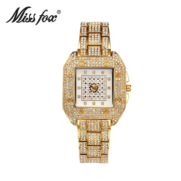 MissFox Miss Fox кварцевые женские часы серебряные женские наручные часы лучший бренд Роскошные наручные часы для женщин повседневные Relogios - Цвет: Gold-White