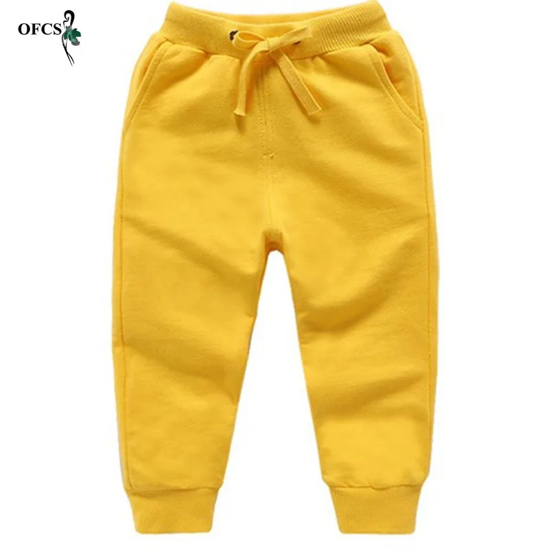 Yellow Розничная, Хлопковые Штаны для детей от 2 до 10 лет, однотонные повседневные спортивные штаны для мальчиков и девочек детские штаны для бега, Enfant Garcon - Цвет: Yellow