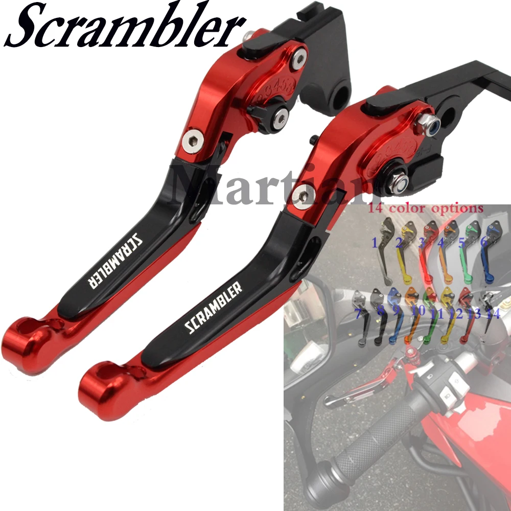 

New Laser Logo For Ducati Scrambler Cafe Racer 2017 CNC Folding Extendable Motorcycle Brake Clutch Levers