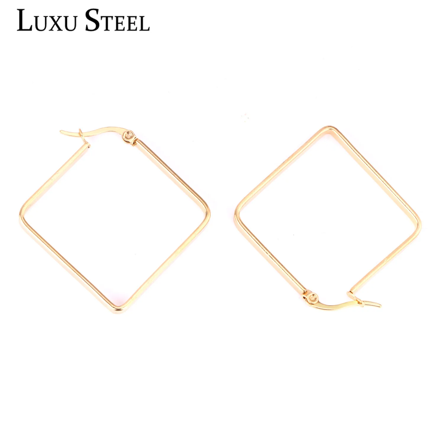

LUXUSTEEL Female Geometry Big Hoop Earrings Gold/Silver Color Brinco Earring 2019 New Bohemia Jewelry Party Gift