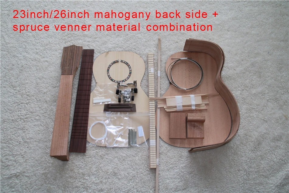 23 дюймов/26 дюймов Гавайская укулеле задняя сторона африканское красное дерево все одиночное сочетание DIY укулеле набор музыкальных инструментов аксессуары