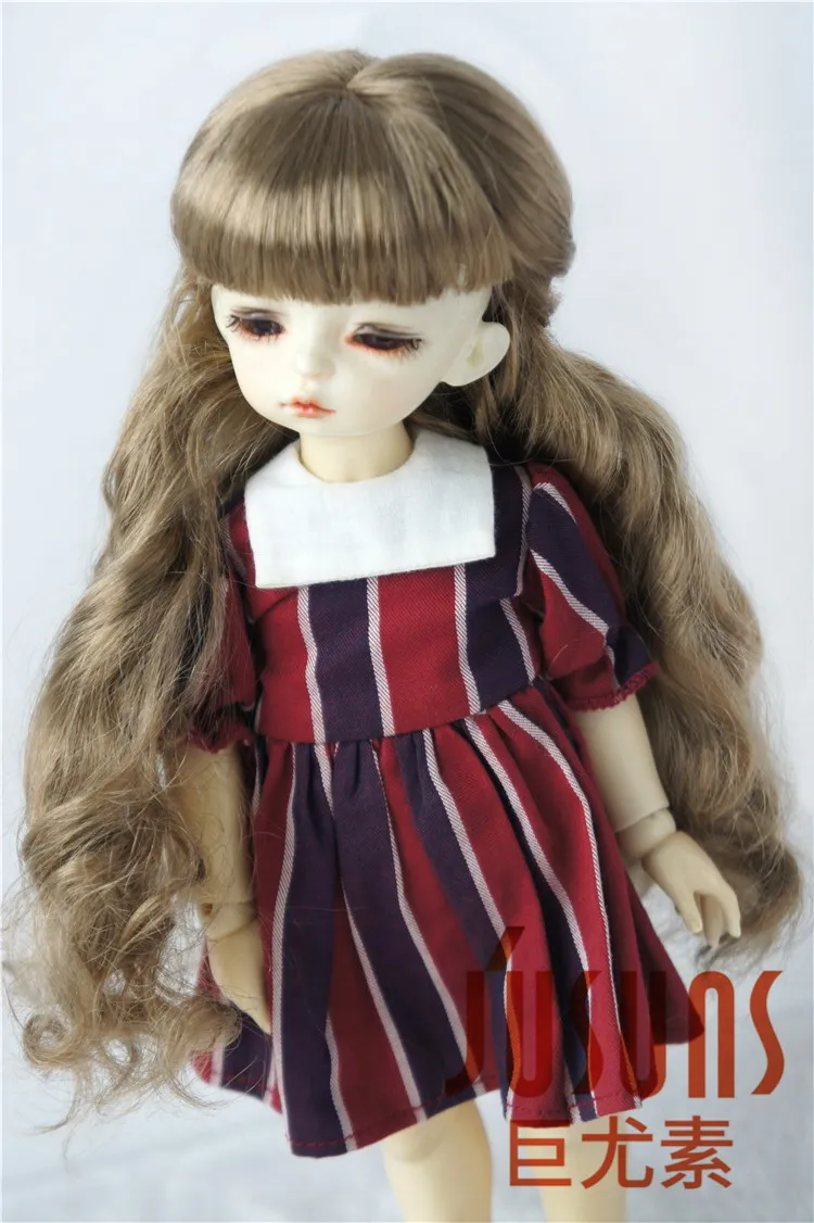 6-7inch Brown SM351 JD417 1/6 1/4 1/3 красивый длинный курчавый BJD синтетический мохеровый парик YOSD MSD SD стиль волос 6-7 дюймов 7-8 дюймов 8-9 дюймов аксессуары для кукол - Цвет: 6-7inch Brown SM351