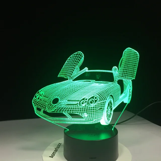 Scissor Doors New Sports Car 3D Lamp USB Night Light Multicolors Lava LED RGBW Lighting Luminaria Table Kids Christmas Gifts