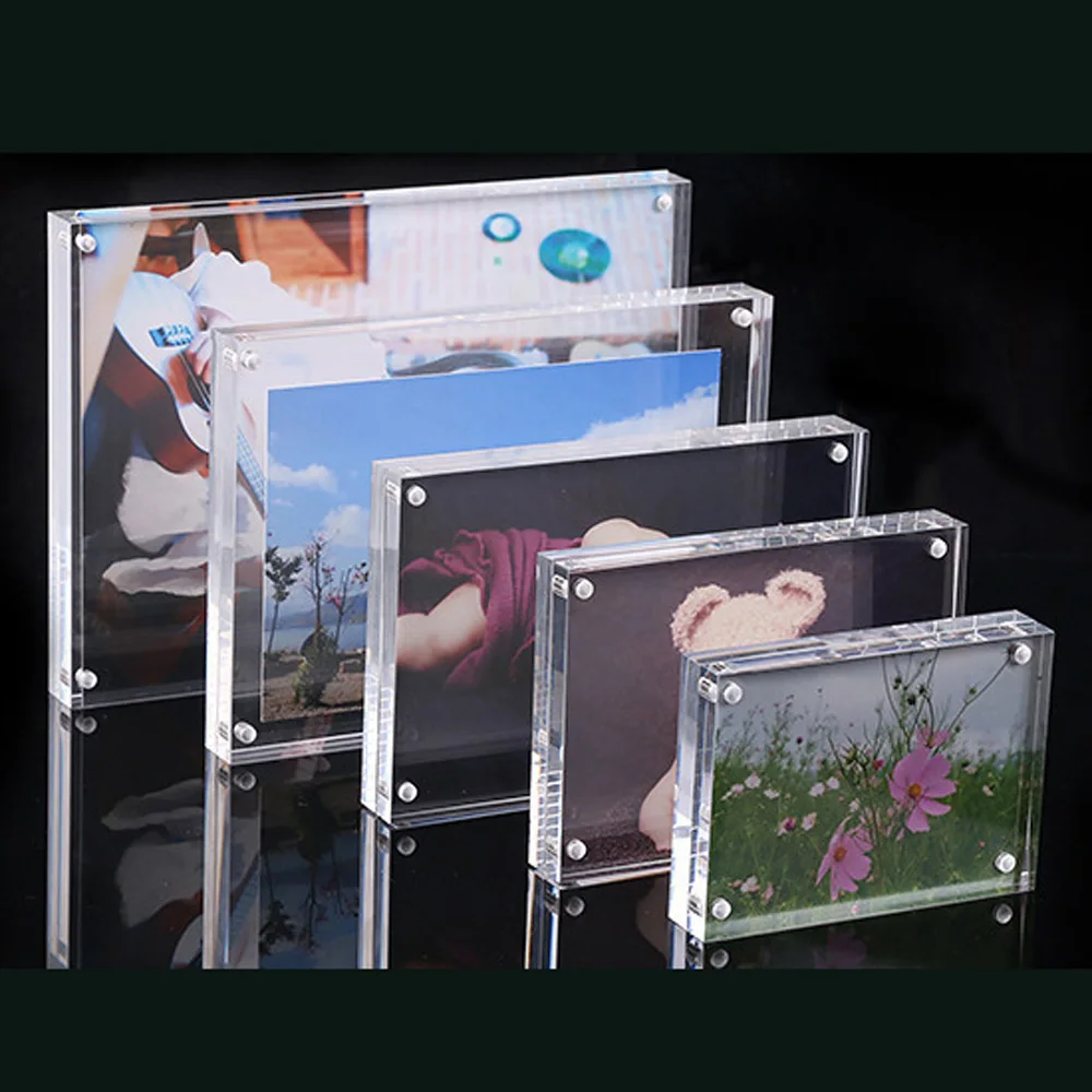 

1*Freestanding Clear Acrylic Photo Frame Magnetic Picture Photo Poster Display Frame Table Sign Price Tag Label Paper Promotion
