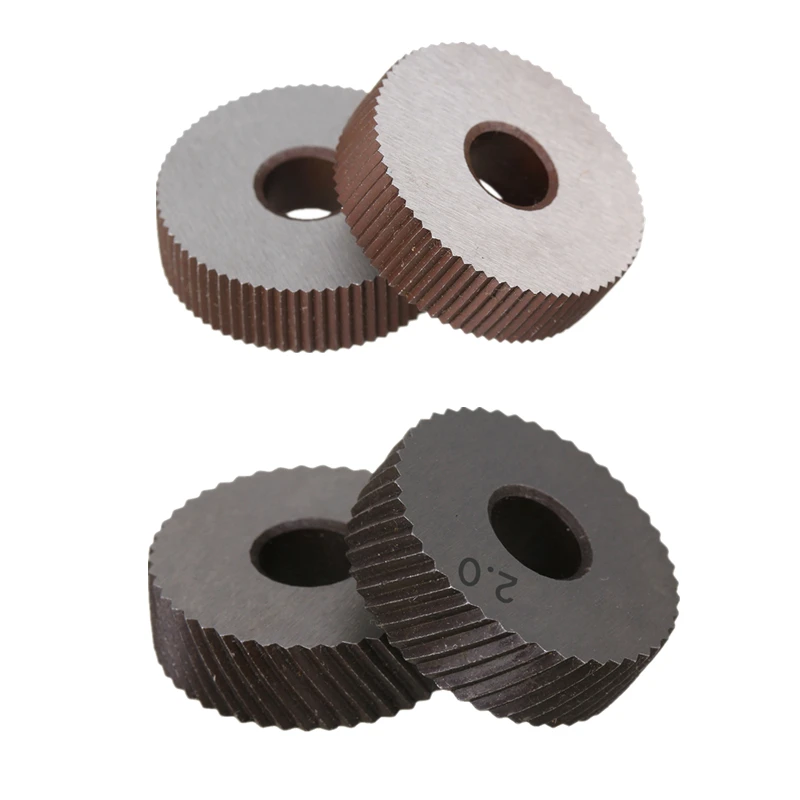 2PCS High Speed Steel 0.6mm/0.8mm/1.0mm/1.2mm/1.5mm/1.8mm/2.0mm Pitch Tool Straight /Diagonal Coarse Knurl Wheel Knurling Roller