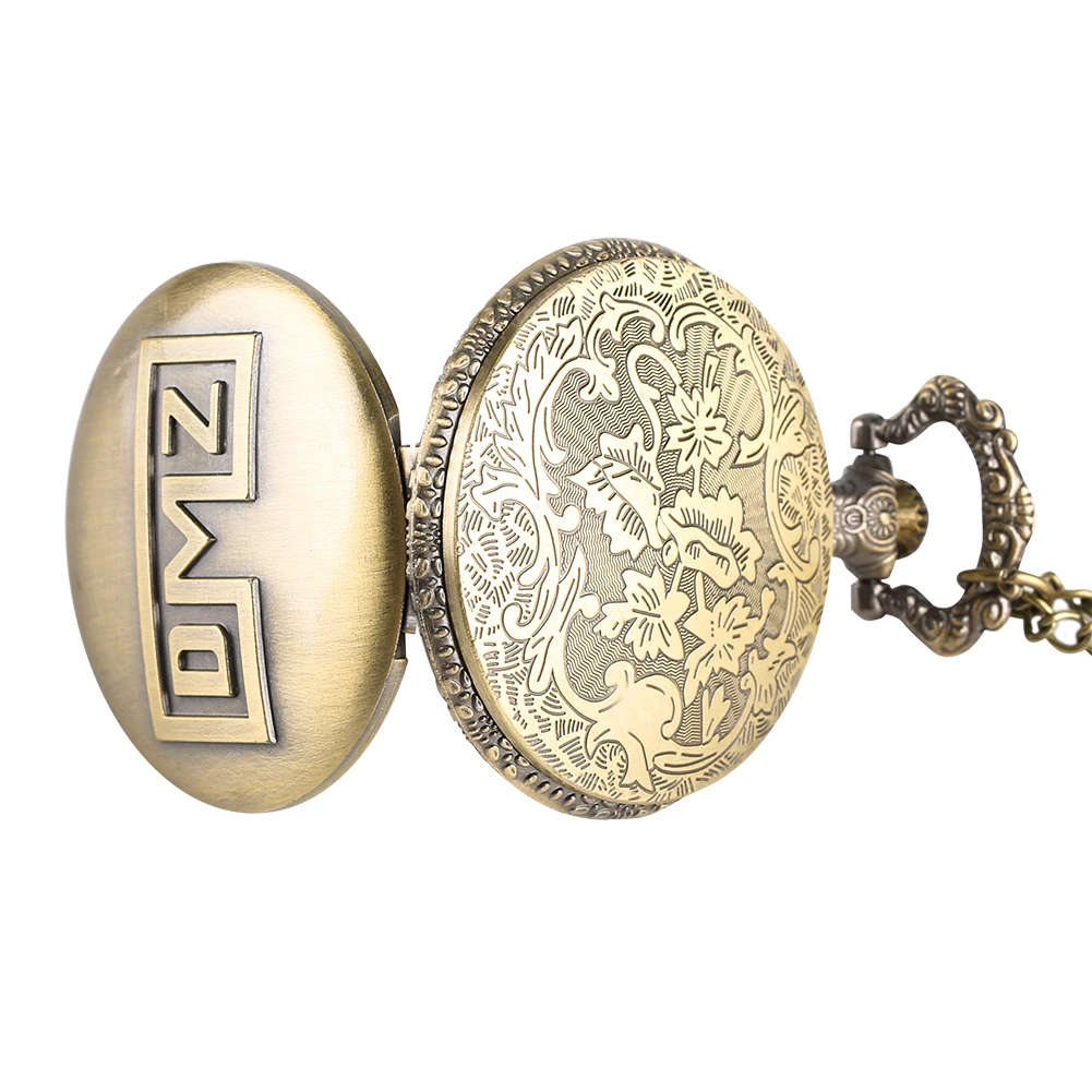 Новые DMZ женские карманные часы с узором для мужчин античные бронзовые Кварцевые часы для мужчин художественные часы ожерелье цепочка карман для мальчика подарок