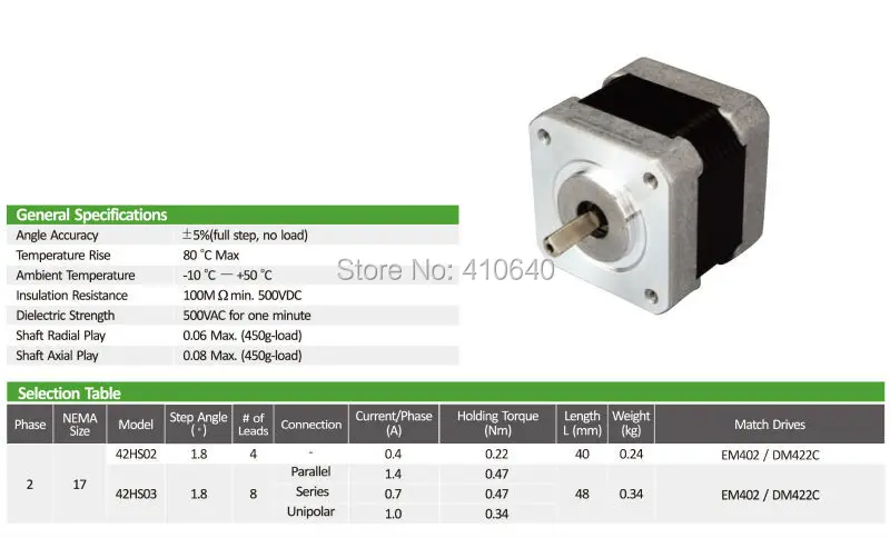 Натуральная Leadshine шагового двигателя 42HS03 серии ток 1 NEMA 17 с 0.34 N. m Крутящий момент