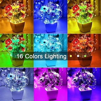 

LED String Lights, 16ft 50 LEDs Fairy Lights Battery Operated Waterproof 16 Colors Outdoor String Lights with Remote Cont