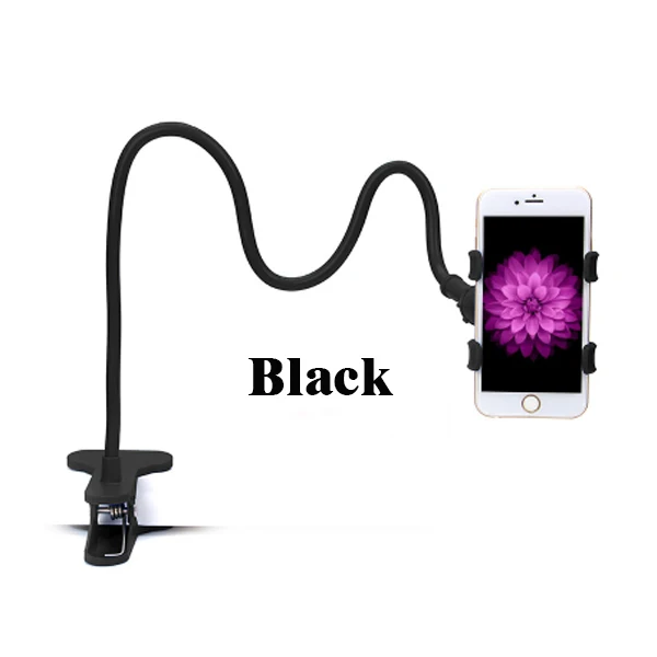 DCR Универсальный гибкий длинный держатель для ленивого телефона кровать стол для мобильного телефона Автомобильный зажим Кронштейн Подставка для iPhone для samsung - Цвет: Black
