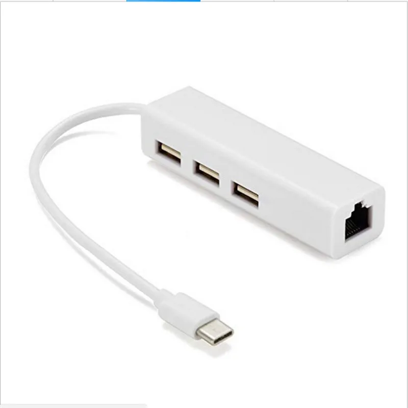 

Three-in-one Tye-C to RJ45+3 USB network card hundred megabytes free drive Tye-C to the network port m29