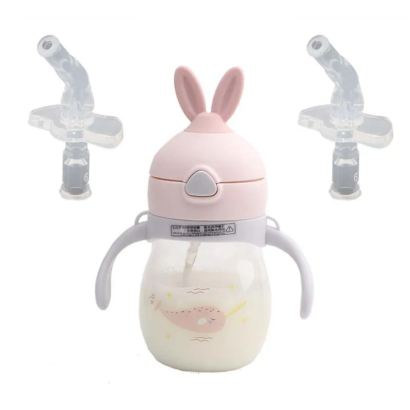 2Pcs Infant Drinking Silicone Straw Baby Cups Kids Mug Thermal Bottle Feeding Cup Accessories Baby Water Feeding Bottles silicone feeding spoon bottle accessories silicone baby feeding bottle