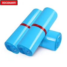 100X логотип синий поли почтовые сумки-конверты с самозапечатывающийся пластик почтовый пакет для одежды