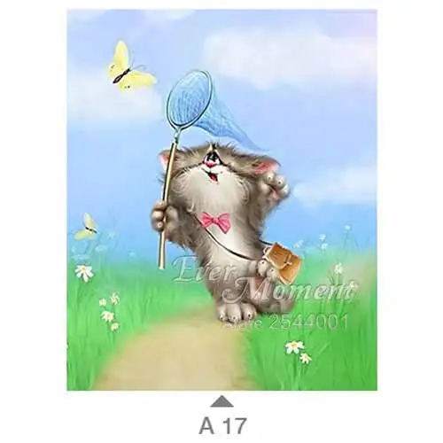 Картина из алмазной мозаики ручной работы с котом, вышивка крестиком, наборы с кристаллами, незавершенная декоративная полная Алмазная вышивка ASF548 - Цвет: A17