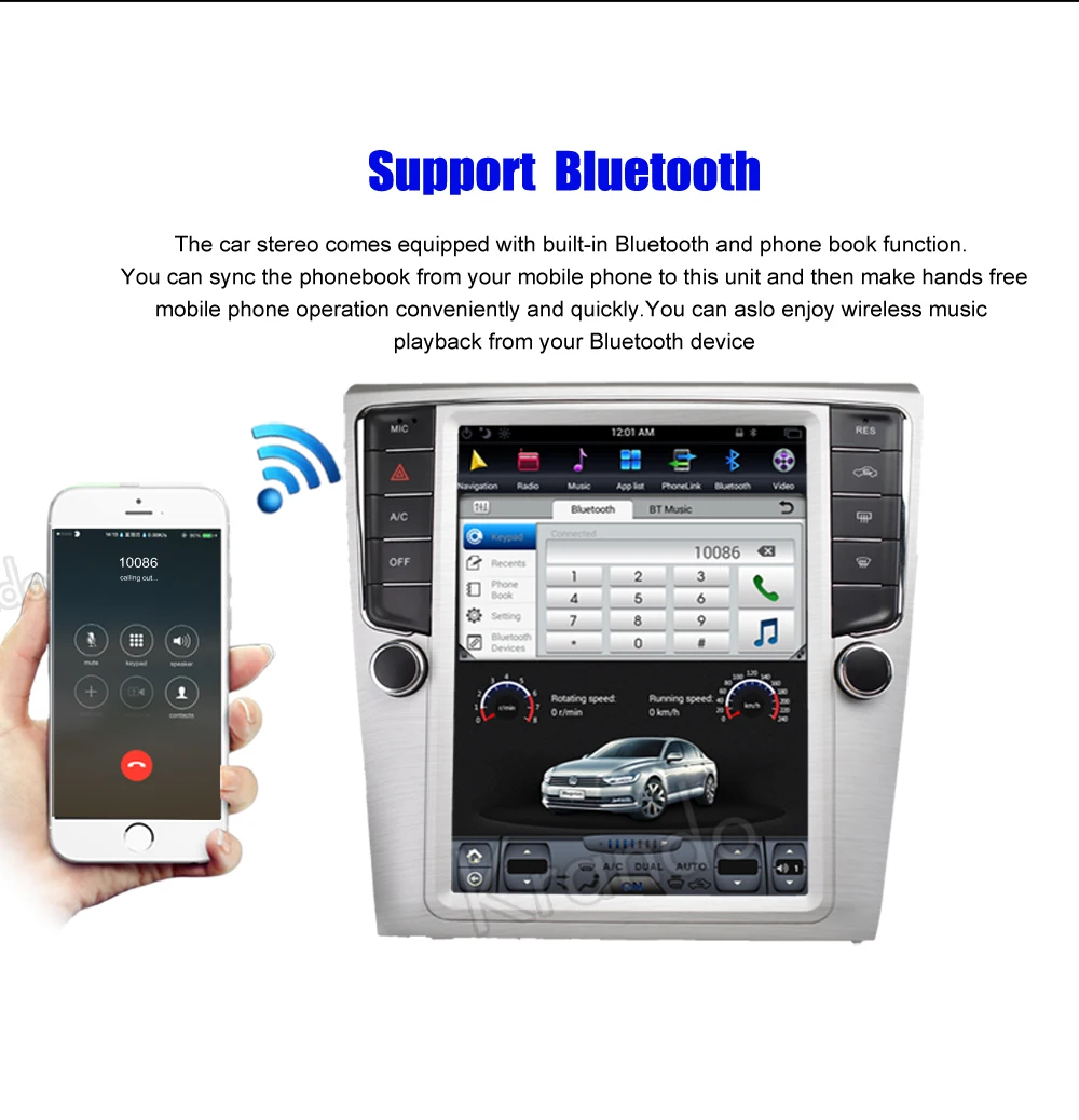 Cheap Krando Android 8.1 10.4" Tesla Vertical touch screen car audio radio for VW for Volkswagen Magotan cc 2009-2015 navigation 4