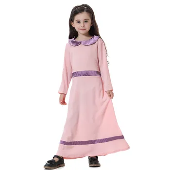

kids dresses for girls summer Cotton Muslim Dress Girl Islamic Long Sleeves Full Length Robe Burka Maxi Kaftan Dress F410