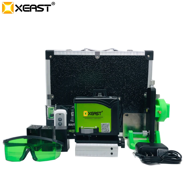 XEAST 16 line 4D laser level 360 Vertical And Horizontal Laser Level Self-leveling Cross Line 4D Green Laser Level with outdoor